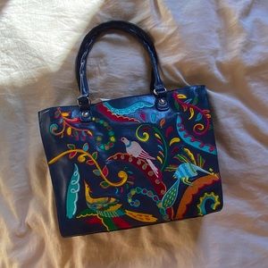 BRAND NEW Patricia Nash Embroidered Tote Bag with Bird Details Floral Details